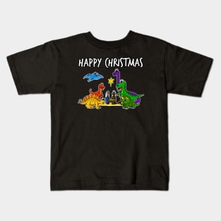 Christmas Dinosaur Nativity Jesus Funny Christian Humor Kids T-Shirt